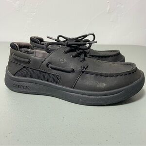 Sperry Convoy Kids Boat Shoes Youth Boys Size 2M Black Leather/Synthetic Upper